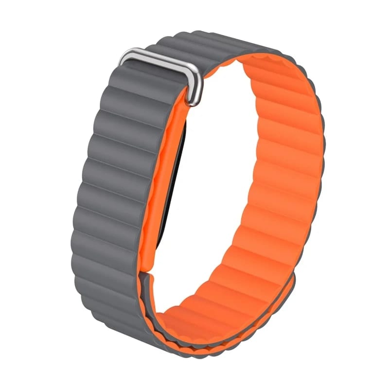 Silikon Magnetarmband in Grau/Orange – Ersatzarmband für das Google Fitbit Air
