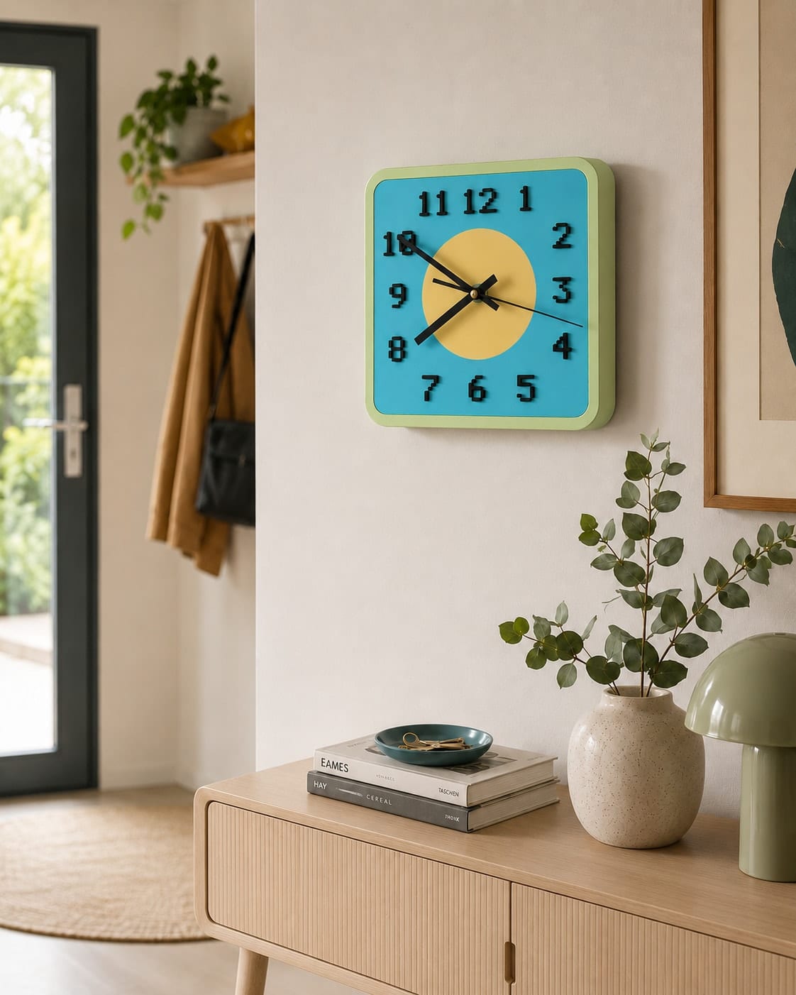 Pop Clock Ohne Füßchen (Wandmontage) im Wohnraum
