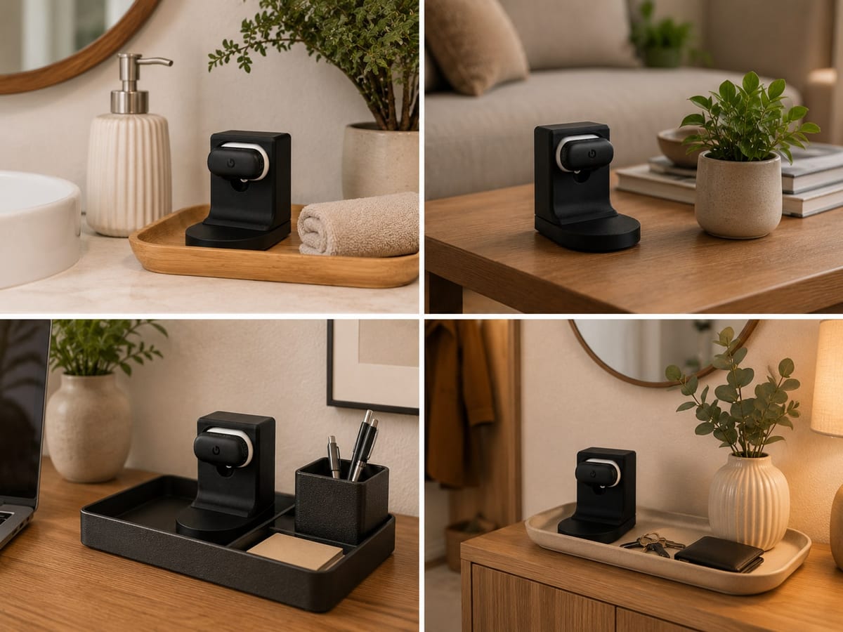 Organizer-Ideen für den Google Fitbit Air mit Tracker und Original-Kabel an einem festen Platz